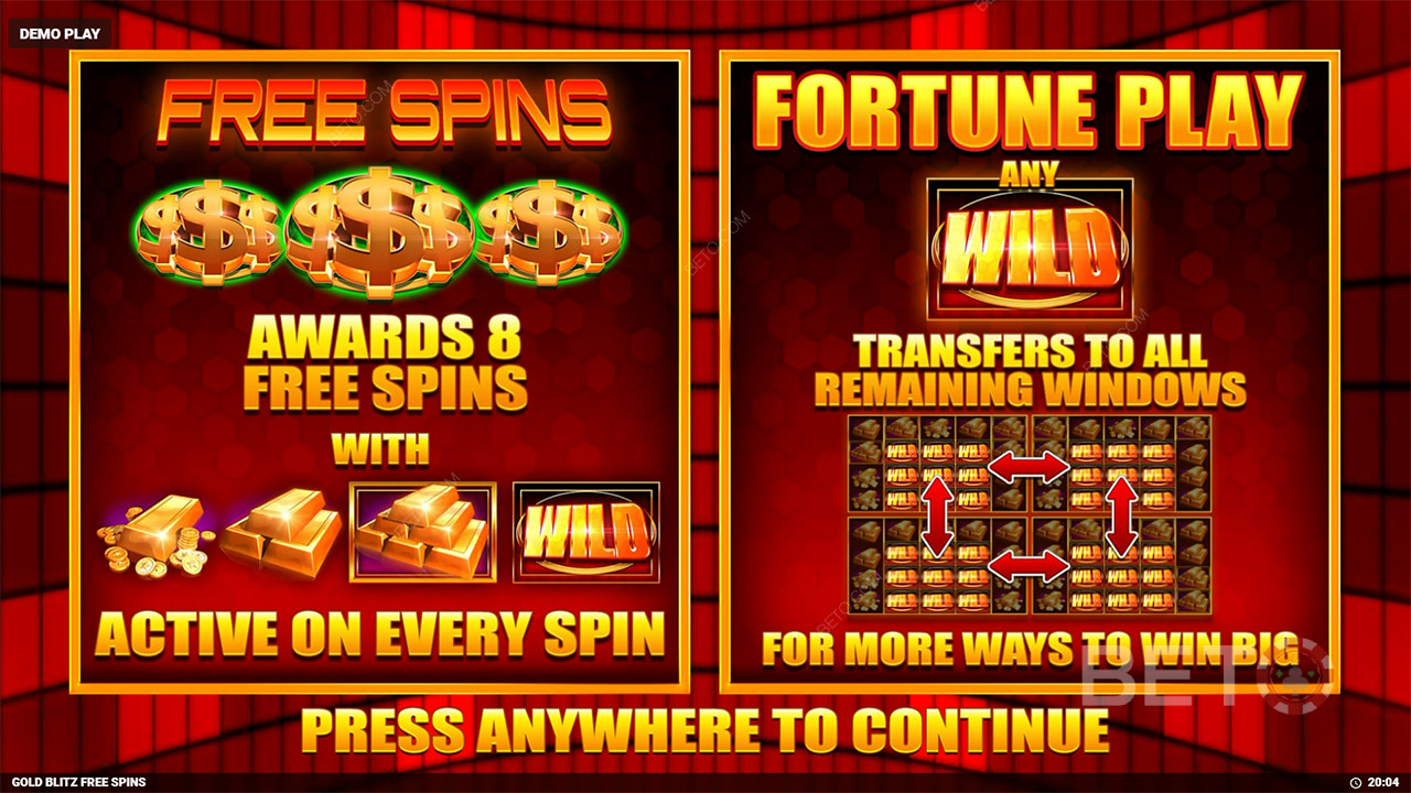 Bonus Features Explained in Gold Blitz Free Spins by Blueprint
