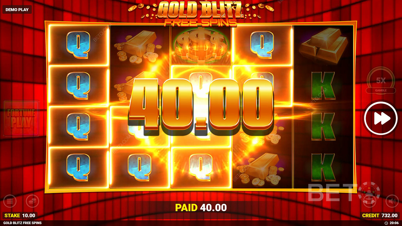 Win 50,000x Your bet in the Gold Blitz Free Spins Slot!