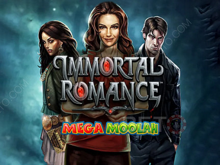 Juegue gratis a la tragamonedas progresiva Immortal Romance Mega Moolah.
