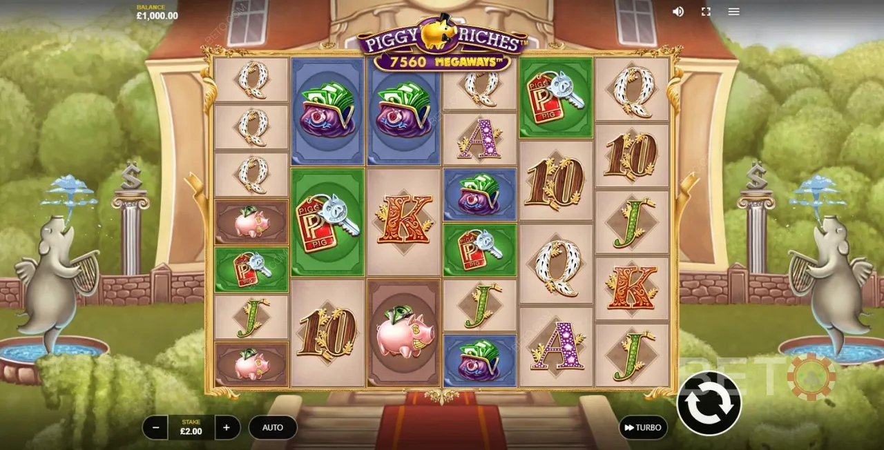 The cascading winning system of Piggy Riches Megaways slot