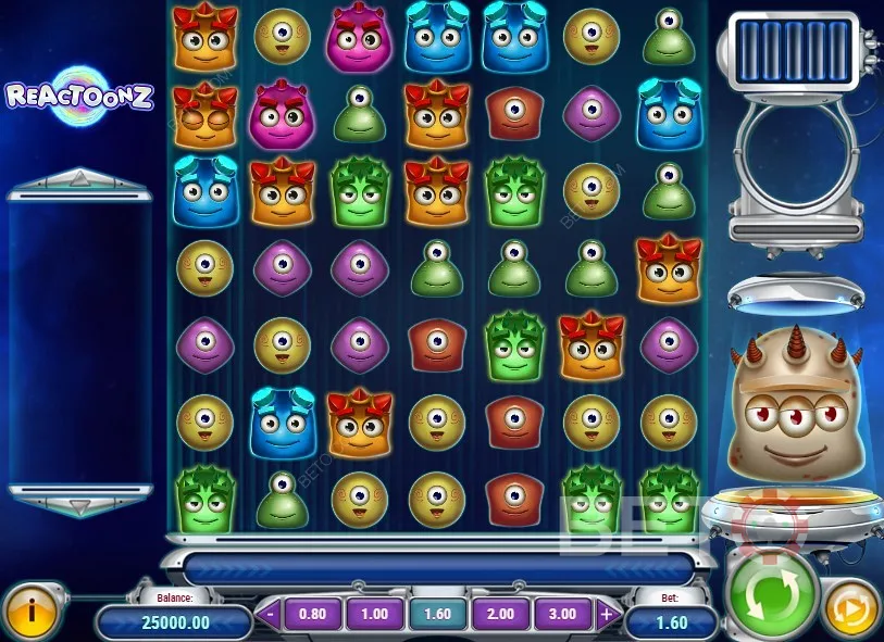 A sample gameplay of Reactoonz online slot