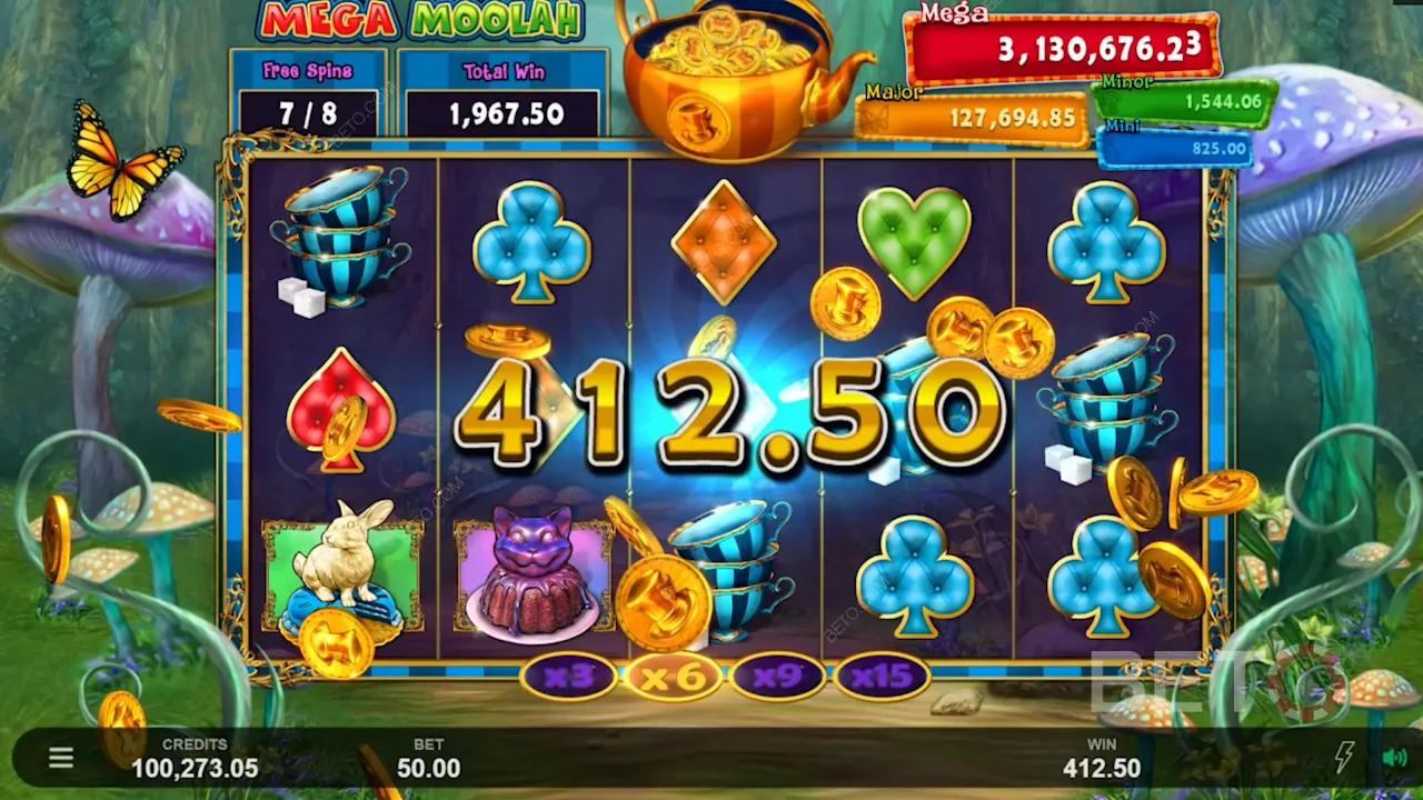 Gameplay of Absolootly Mad: Mega Moolah video slot