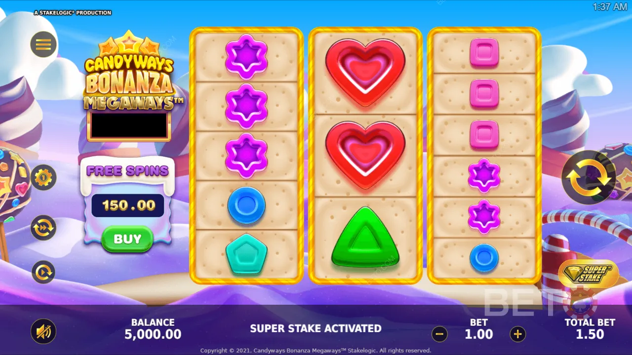 Gameplay of Candyways Bonanza Megaways video slot
