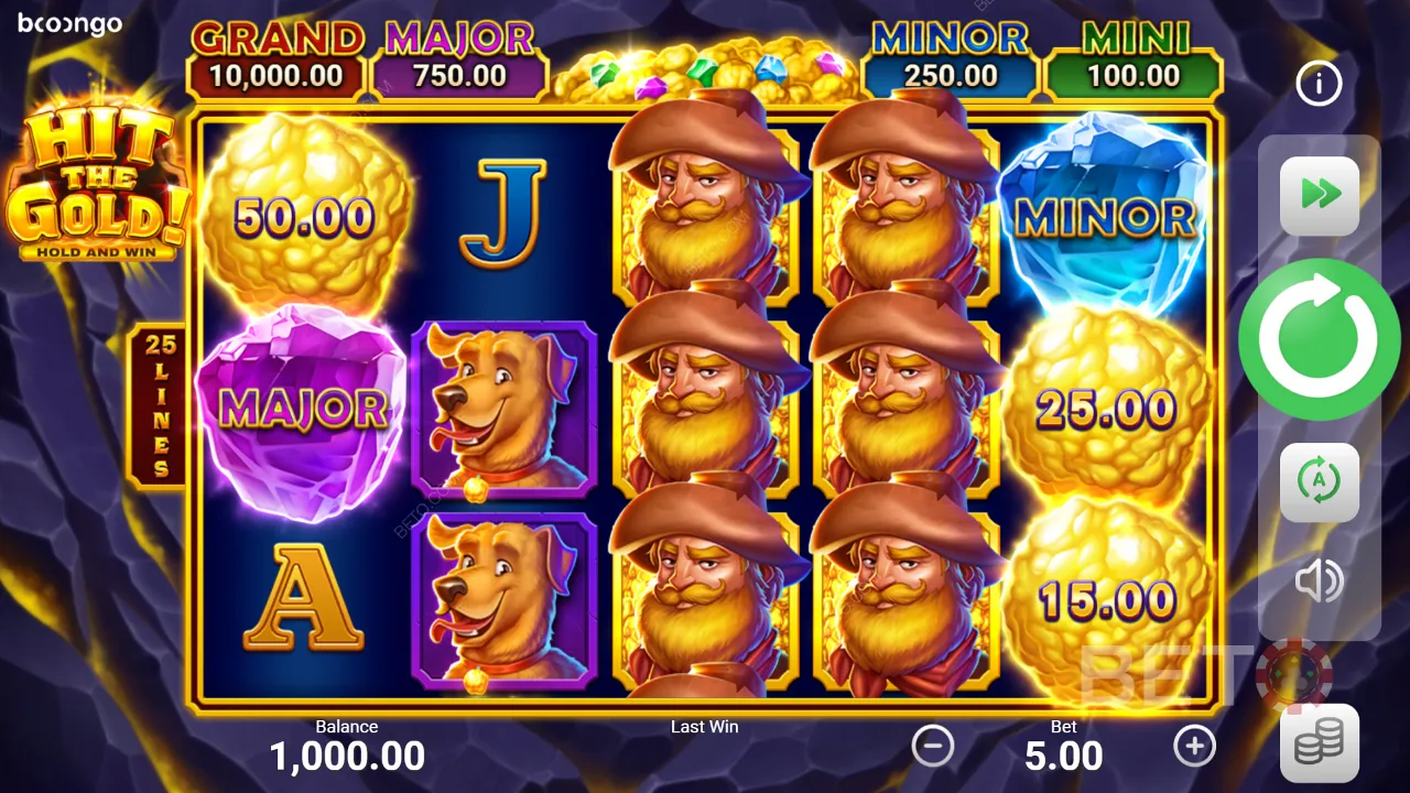 Classy graphics and upbeat music await you in the Hit the Gold! online slot