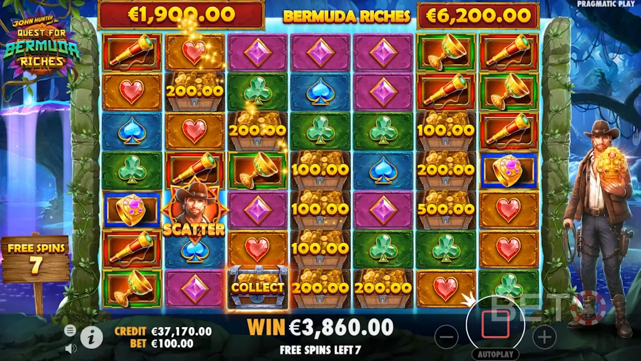 Gameplay of John Hunter and the Quest for Bermuda Riches video slot