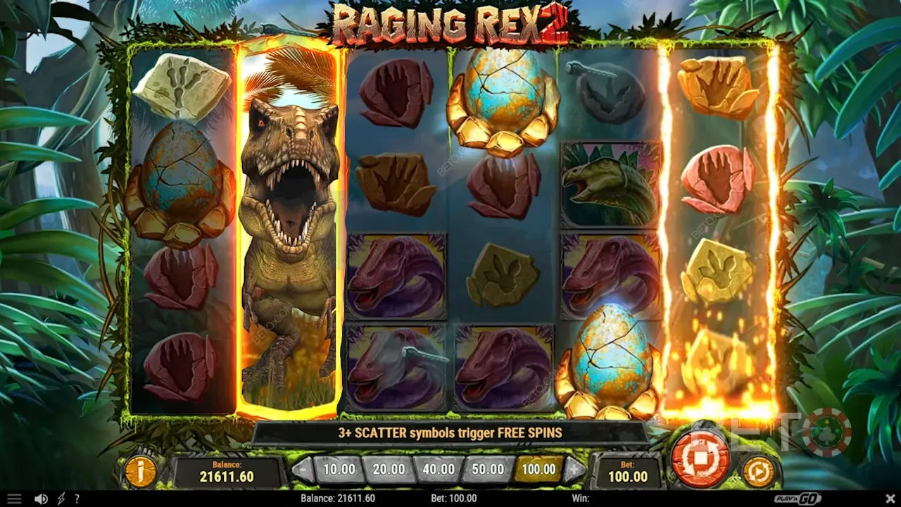 Gameplay of Raging Rex 2 video slot