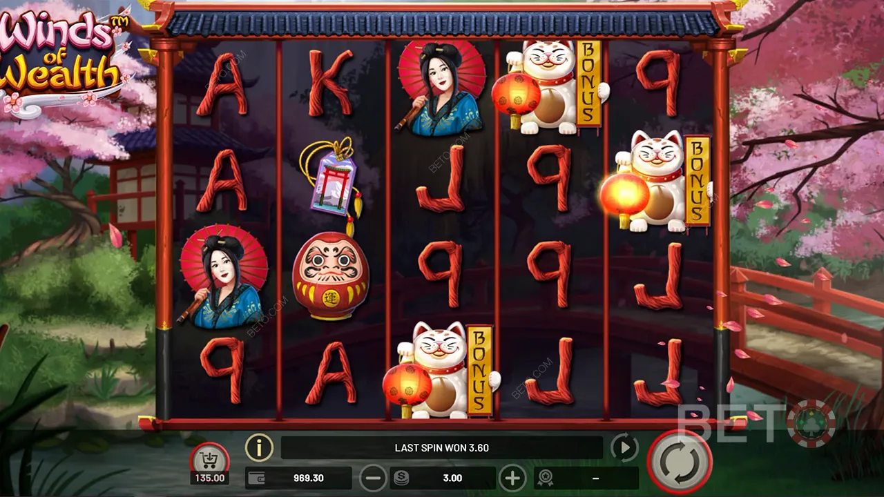 Gameplay of Winds of Wealth slot machine