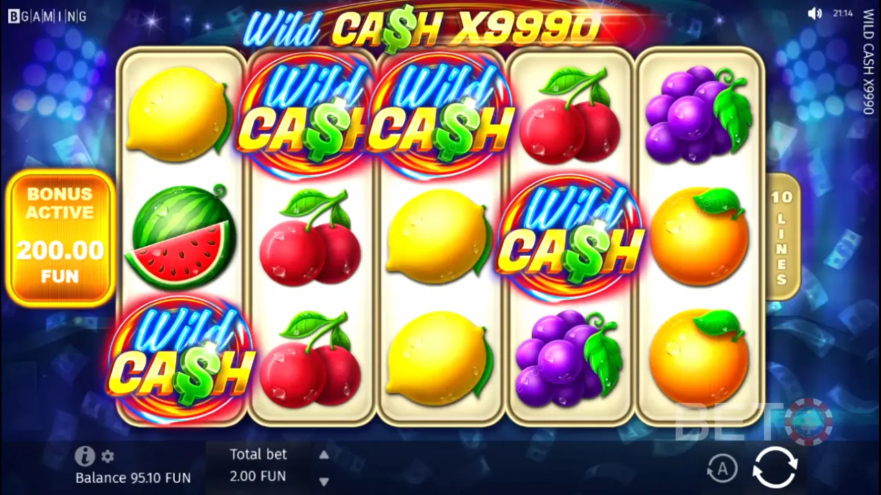 Gameplay of Wild Cash x9990 video slot
