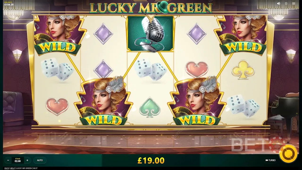Gameplay of Lucky Mr Green video slot