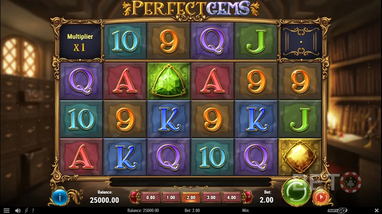 Perfect Gems has attractive graphics, amazing animations, and gemstones that shine on the reels